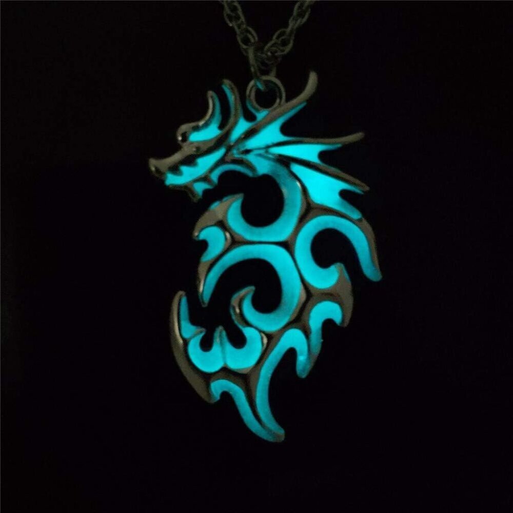Dragon Necklace Stainless Steel Dragon Necklace Glow in the Dark Dragon Necklace - Picture 2 of 5